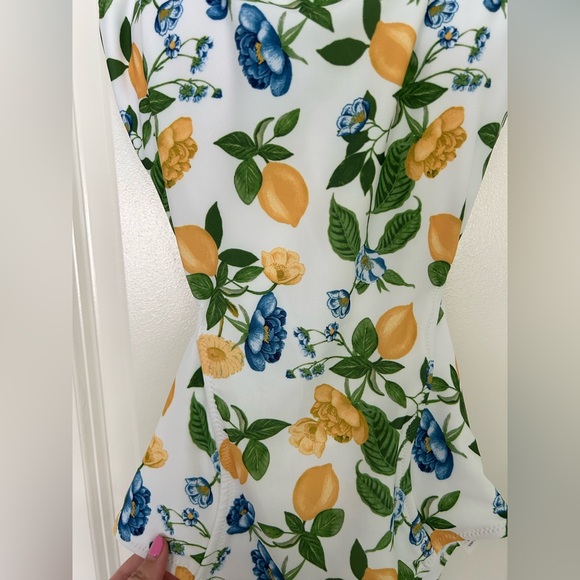 Old Navy Citrus Floral One Piece Swimsuit - White, Yellow, Blue - Picture 2 of 6